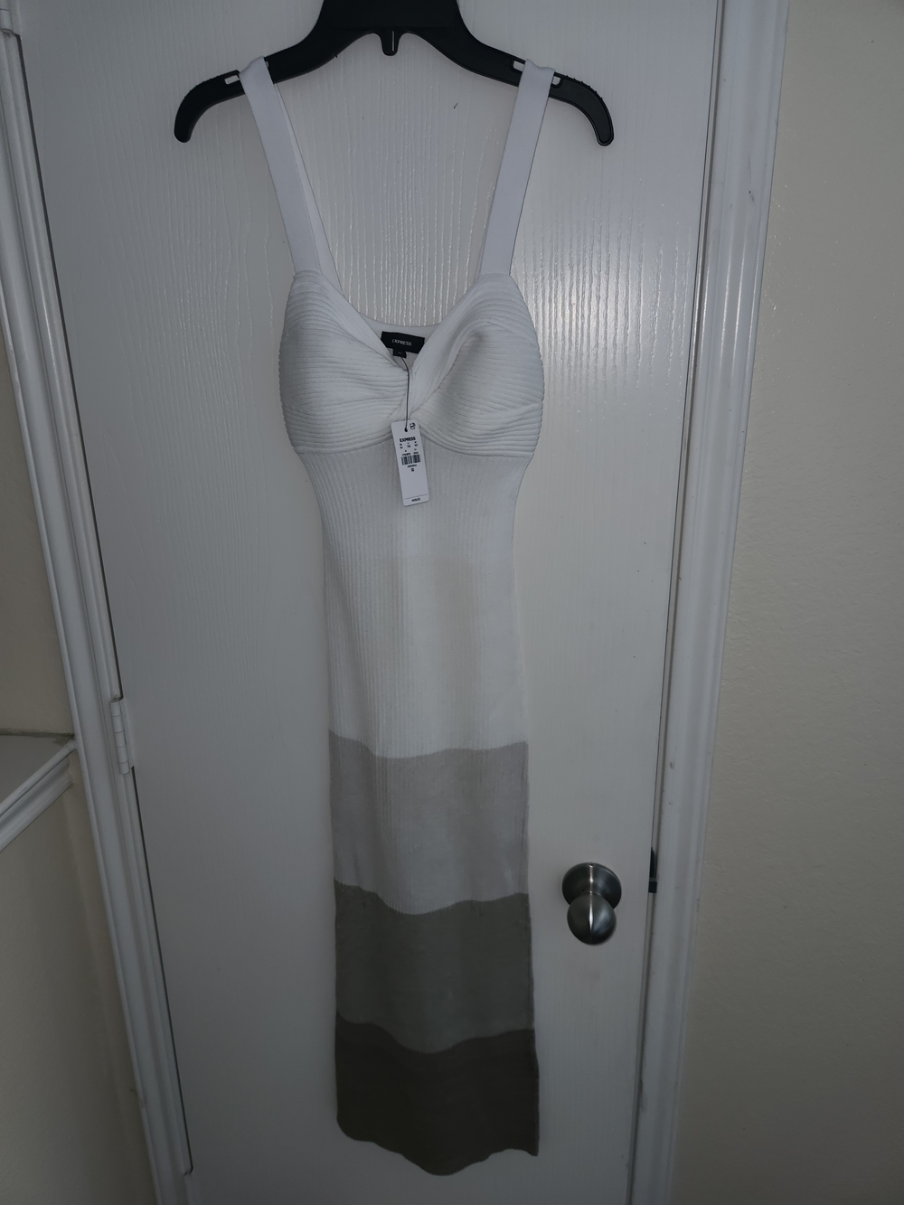 Express White Ribbed Knot-Front Dress - Picture 4 of 4